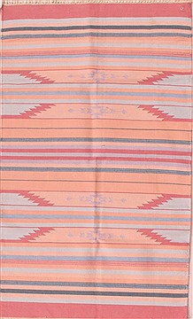 Kilim Orange Hand Knotted 3'0" X 4'11"  Area Rug 400-17055