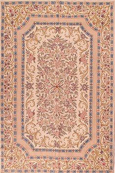 Chinese Kayseri White Rectangle 6x9 ft Wool Carpet 17056