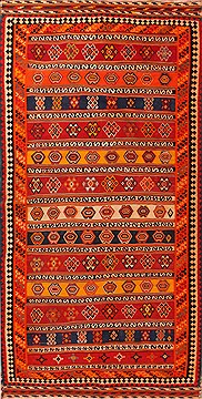 Kilim Orange Hand Knotted 5'8" X 10'0"  Area Rug 400-17062
