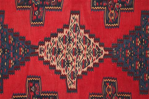 Kilim Red Hand Knotted 30 X 40 Area Rug 400-17063 Image 4