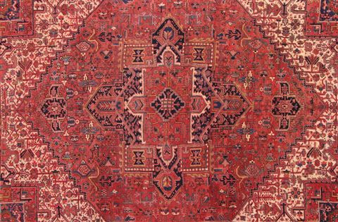 Heriz Red Hand Knotted 101 X 137 Area Rug 400-17072 Image 1