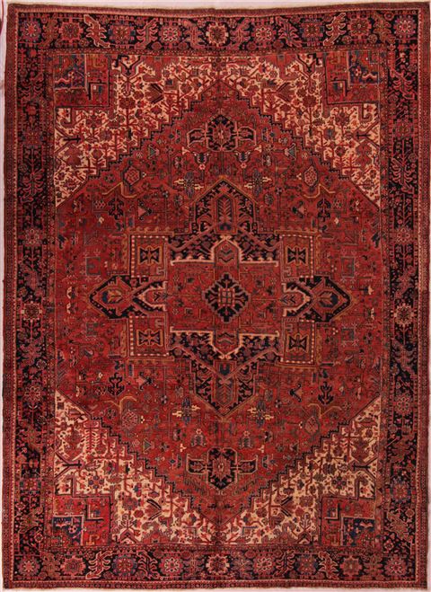 Heriz Red Hand Knotted 101 X 137 Area Rug 400-17072 Image 0