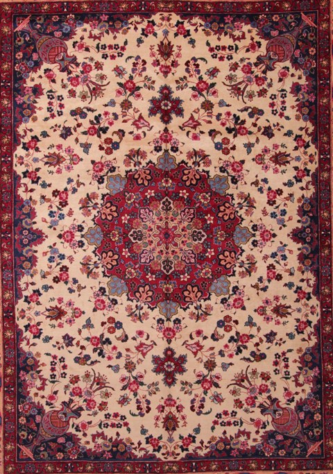 Mashad White Hand Knotted 101 X 130 Area Rug 400-17082 Image 7