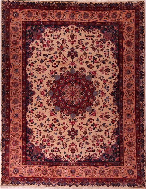 Mashad White Hand Knotted 101 X 130 Area Rug 400-17082 Image 0