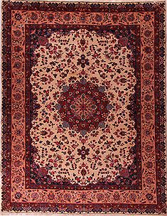 Persian Mashad White Rectangle 10x13 ft Wool Carpet 17082