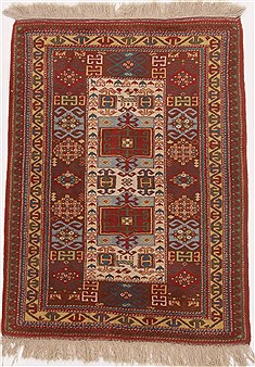 Kazak Brown Hand Knotted 3'8" X 4'11"  Area Rug 251-17096