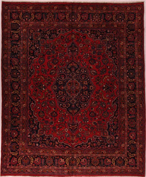 Mashad Red Hand Knotted 910 X 1111  Area Rug 400-17100 Image 0