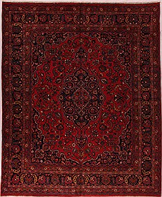 Persian Mashad Red Rectangle 10x12 ft Wool Carpet 17100