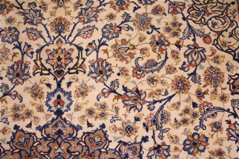 Kashan White Hand Knotted 101 X 130 Area Rug 400-17103 Image 9