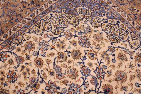 Kashan White Hand Knotted 101 X 130 Area Rug 400-17103 Image 11