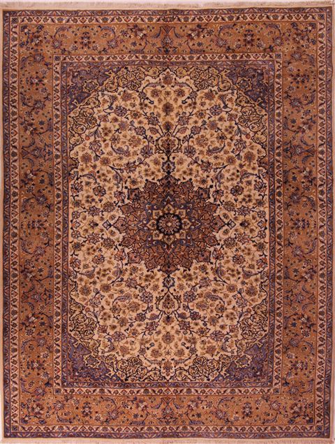 Kashan White Hand Knotted 101 X 130 Area Rug 400-17103 Image 0