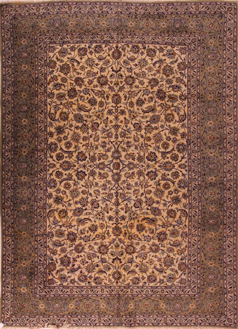 Kashan White Hand Knotted 911 X 135 Area Rug 400-17105 Image 0