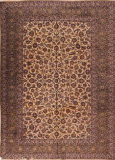 Persian Kashan White Rectangle 10x13 ft Wool Carpet 17105