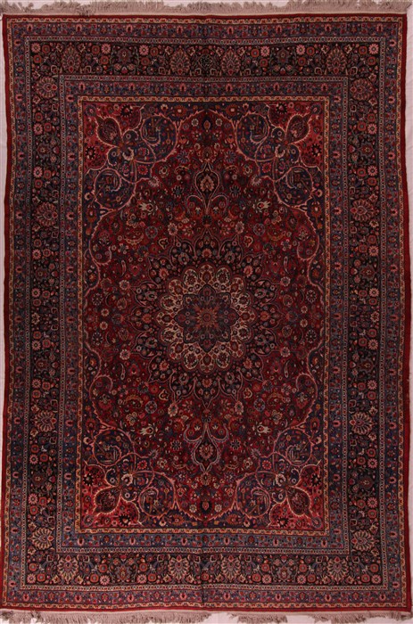 Mashad Red Hand Knotted 96 X 142  Area Rug 400-17115 Image 0
