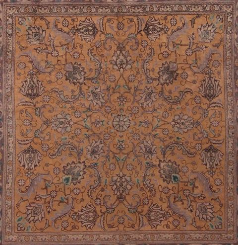 Tabriz Purple Square Hand Knotted 97 X 102 Area Rug 400-17119 Image 20