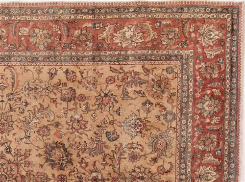 Tabriz Beige Hand Knotted 98 X 131 Area Rug 400-17121 Image 4