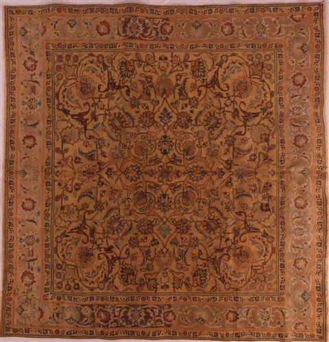 Tabriz Yellow Square Hand Knotted 91 X 95  Area Rug 400-17123 Image 0