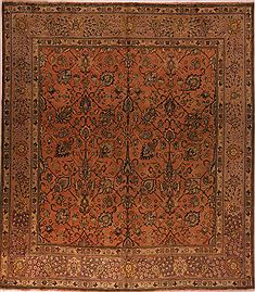Persian Tabriz Orange Square 9 ft and Larger Wool Carpet 17126