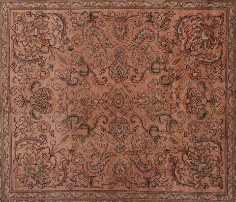 Tabriz Purple Square Hand Knotted 98 X 115 Area Rug 400-17128 Image 4