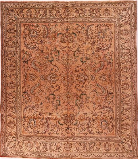 Tabriz Purple Square Hand Knotted 98 X 115 Area Rug 400-17128 Image 0