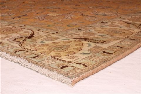 Tabriz Orange Square Hand Knotted 101 X 114 Area Rug 400-17132 Image 12