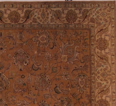 Tabriz Orange Square Hand Knotted 101 X 114 Area Rug 400-17132 Image 2