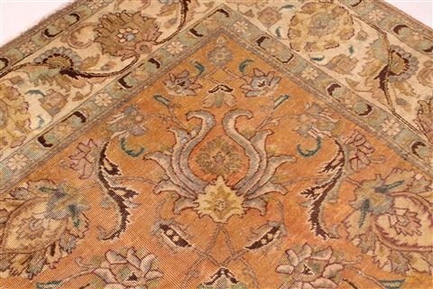 Tabriz Orange Square Hand Knotted 101 X 114 Area Rug 400-17132 Image 5