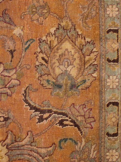 Tabriz Orange Square Hand Knotted 101 X 114 Area Rug 400-17132 Image 6