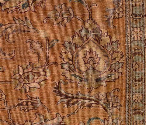 Tabriz Orange Square Hand Knotted 101 X 114 Area Rug 400-17132 Image 7