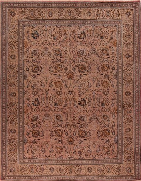 Tabriz Purple Hand Knotted 101 X 130 Area Rug 400-17135 Image 0