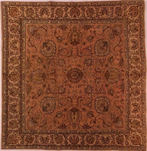 Tabriz Purple Square Hand Knotted 95 X 98 Area Rug 400-17136 Image 0