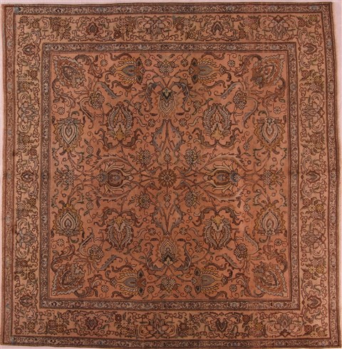 Tabriz Purple Square Hand Knotted 97 X 104  Area Rug 400-17137 Image 0