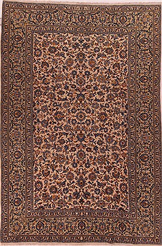 Persian Kashan White Rectangle 10x13 ft Wool Carpet 17139