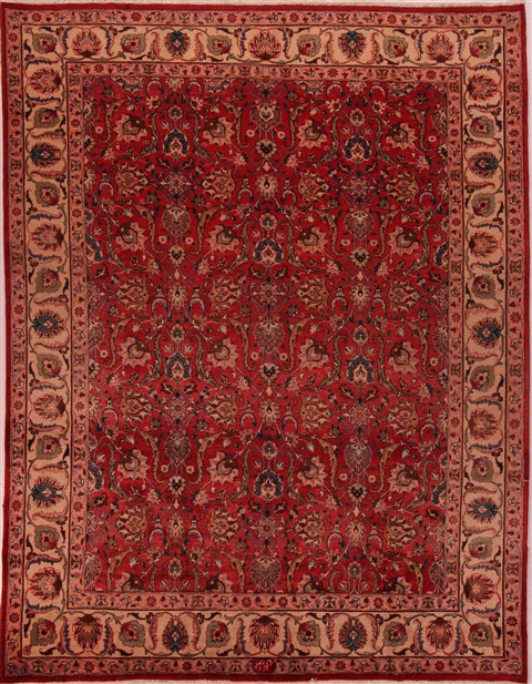 Mashad Red Hand Knotted 98 X 128 Area Rug 400-17142 Image 0