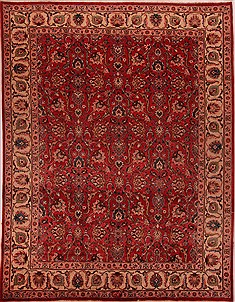 Persian Mashad Red Rectangle 10x13 ft Wool Carpet 17142