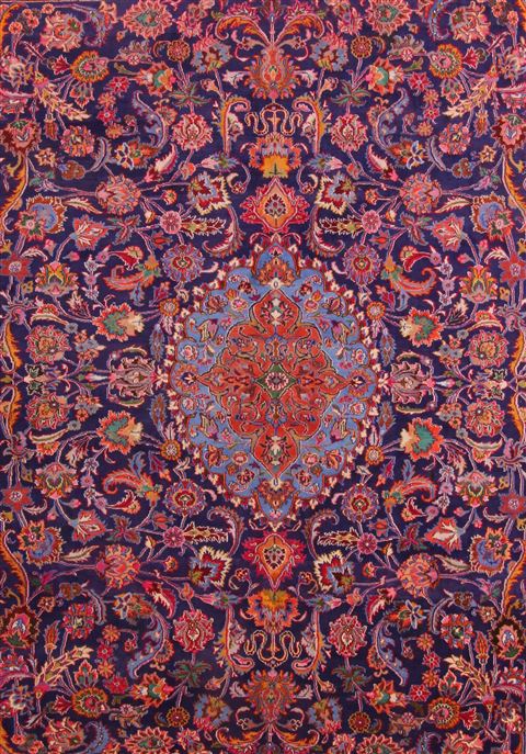 Mashad Blue Hand Knotted 95 X 124 Area Rug 400-17143 Image 4