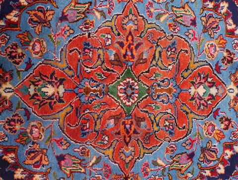 Mashad Blue Hand Knotted 95 X 124 Area Rug 400-17143 Image 7