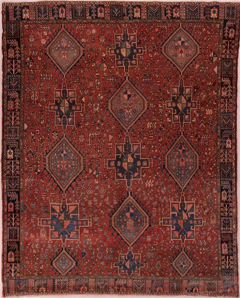 Gharajeh Red Hand Knotted 95 X 120 Area Rug 400-17149 Image 0