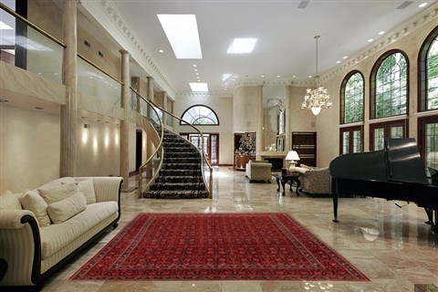 Modern Red Hand Knotted 101 X 130 Area Rug 400-17151 Image 1