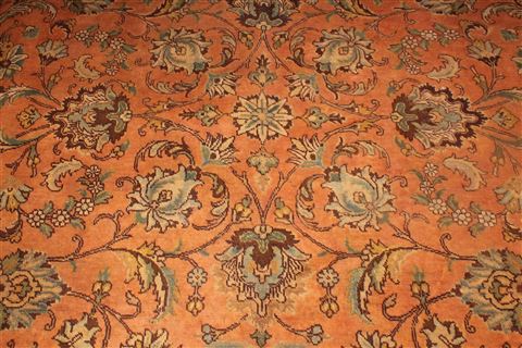 Tabriz Orange Hand Knotted 101 X 128 Area Rug 400-17152 Image 13