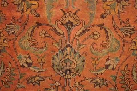 Tabriz Orange Hand Knotted 101 X 128 Area Rug 400-17152 Image 15