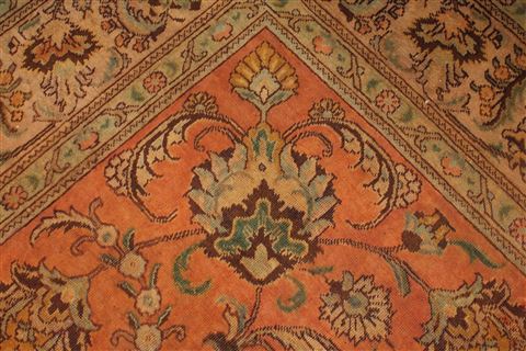 Tabriz Orange Hand Knotted 101 X 128 Area Rug 400-17152 Image 16
