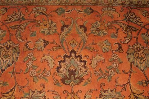 Tabriz Orange Hand Knotted 101 X 128 Area Rug 400-17152 Image 18