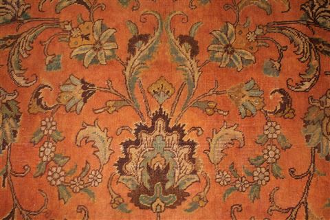 Tabriz Orange Hand Knotted 101 X 128 Area Rug 400-17152 Image 19