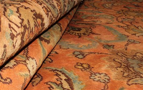 Tabriz Orange Hand Knotted 101 X 128 Area Rug 400-17152 Image 4