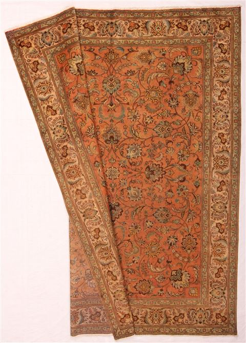 Tabriz Orange Hand Knotted 101 X 128 Area Rug 400-17152 Image 8