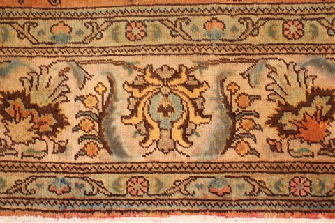 Tabriz Orange Hand Knotted 101 X 128 Area Rug 400-17152 Image 9