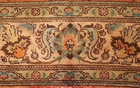 Tabriz Orange Hand Knotted 101 X 128 Area Rug 400-17152 Image 10