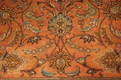 Tabriz Orange Hand Knotted 101 X 128 Area Rug 400-17152 Image 11