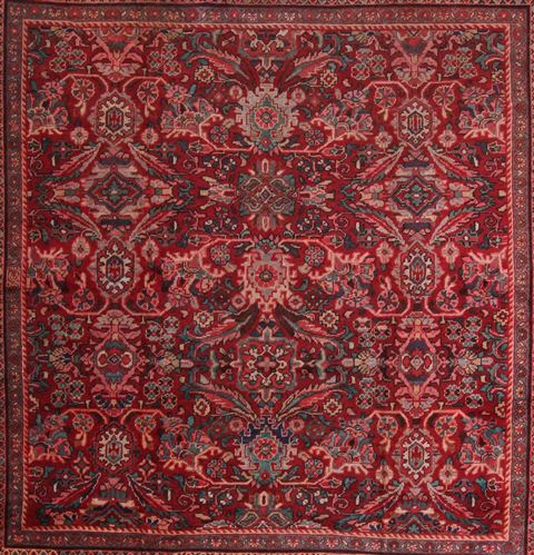 Mahal Red Square Hand Knotted 105 X 107 Area Rug 400-17154 Image 1